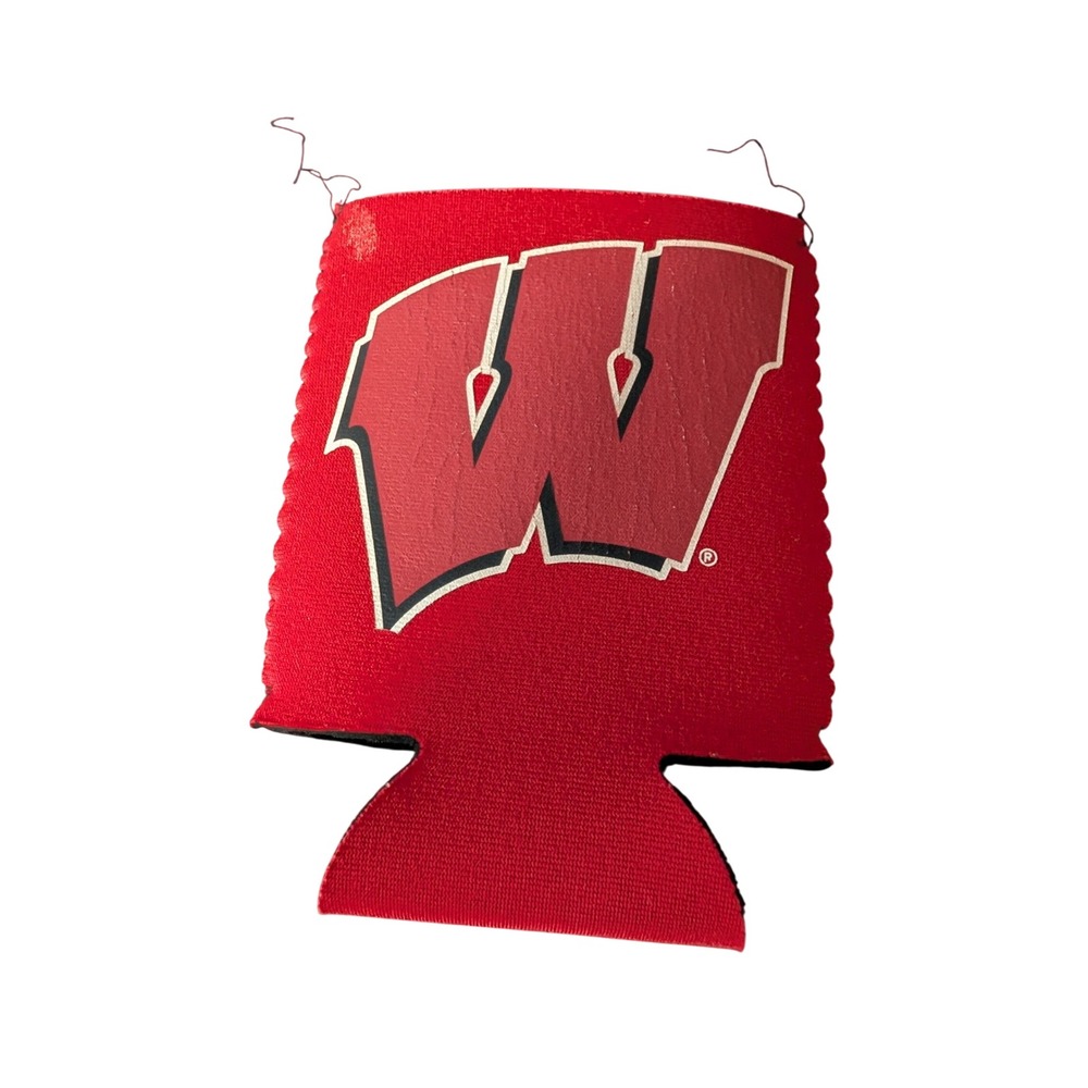 Wisconsin Badgers Can Cooler Red Neoprene Motion W Logo Tailgate Drink Sleeve